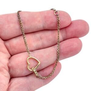 Vintage Sterling Silver 925 Gold Heart Bracelet 7"-8.25"